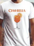 Ciao Bella prémium pamut póló – frissítő ital grafika – fehér férfi póló, unisex póló, magyar minta, vicces póló