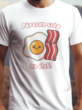 Párosan szép prémium pamut póló – vicces tojás-bacon grafika – fehér férfi póló, unisex póló, magyar minta, vicces póló