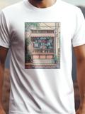 Virágbolt prémium pamut póló – vintage virágos design – fehér férfi póló, unisex póló, magyar minta, vicces póló