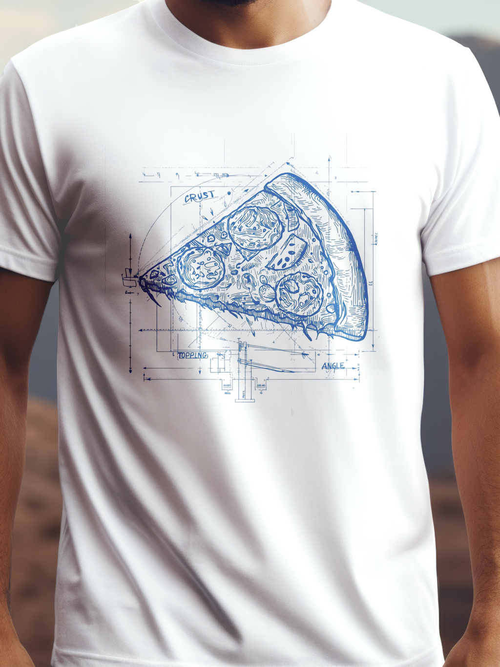 Pizza prémium pamut póló – kreatív pizzás grafika – fehér férfi póló, unisex póló, magyar minta, vicces póló