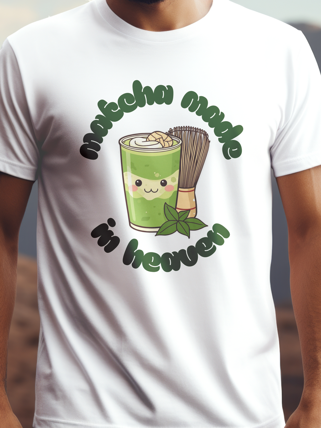 Matcha mámor prémium pamut póló – aranyos matchás grafika – fehér férfi póló, unisex póló, magyar minta, vicces póló
