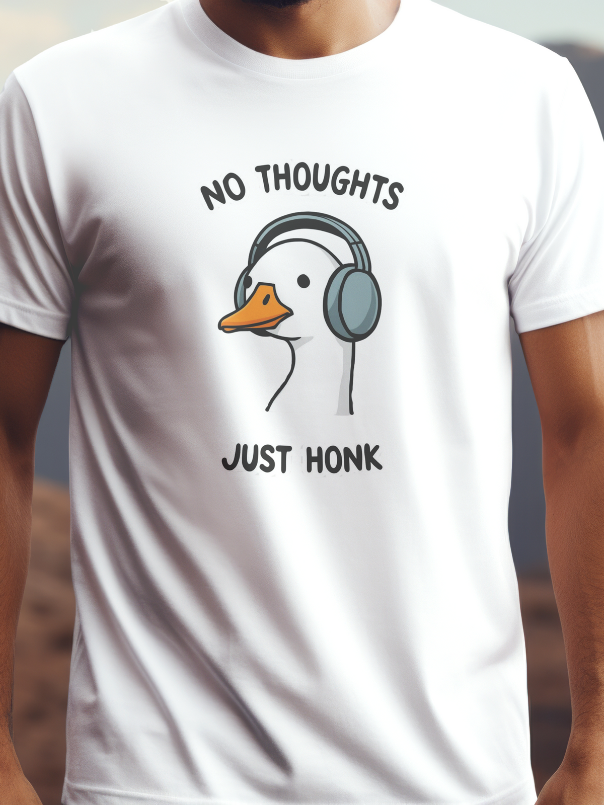 No thoughts just honk fehér színű prémium pamut póló – vicces kacsás grafika – férfi póló, unisex póló, magyar minta, vicces póló