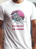 Waiting for the Weekend fehér színű prémium pamut póló – lazítós, nyári hangulatú grafika – férfi póló, unisex póló, magyar minta, vicces póló