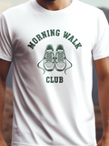 Morning Walk prémium pamut póló – sportos grafika – fehér férfi póló, unisex póló, magyar minta, vicces póló