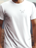 Origami láma prémium pamut póló – elegáns origami design – fehér férfi póló, unisex póló, magyar minta, vicces póló