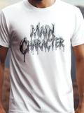 MAIN CHARACTER fehér színű prémium pamut póló – modern grafikai design – férfi póló, unisex póló, magyar minta, vicces póló