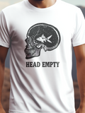 HEAD EMPTY prémium pamut póló – koponya és hal design – fehér férfi póló, unisex póló, magyar minta, vicces póló