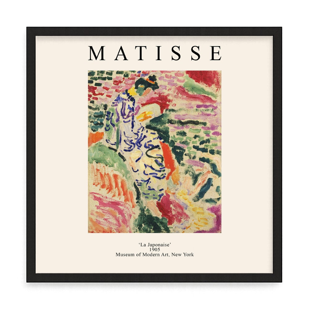 Matisse: 'La Japonaise' fali kép – fúrásmentes, öntapadós képkeret, 20x20 cm - fekete keret
