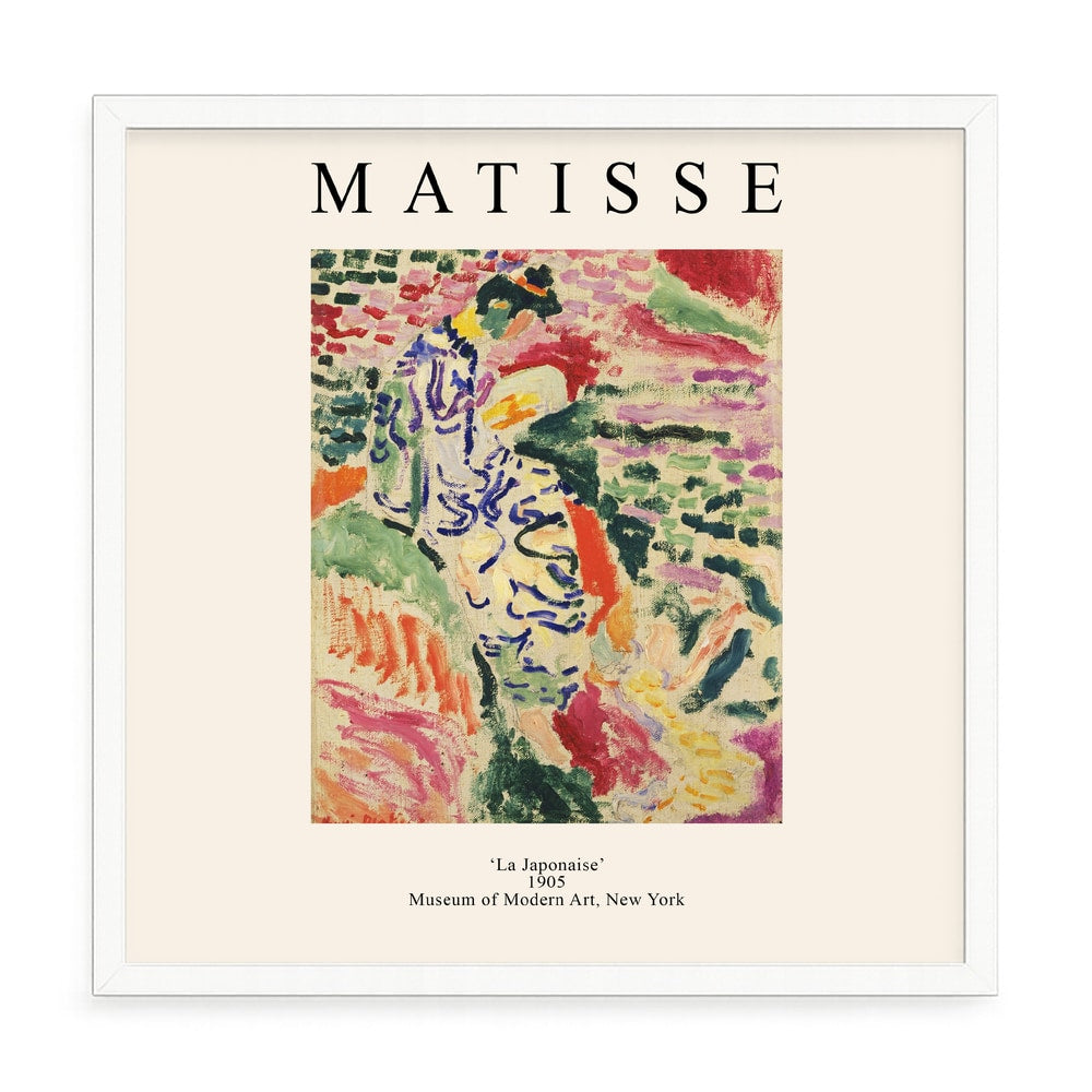 Matisse: 'La Japonaise' fali kép – fúrásmentes, öntapadós képkeret, 20x20 cm - fehér keret