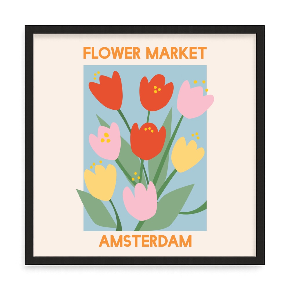 Virágpiac Amsterdam – fúrásmentes, öntapadós képkeret, 20x20 cm - fekete keret